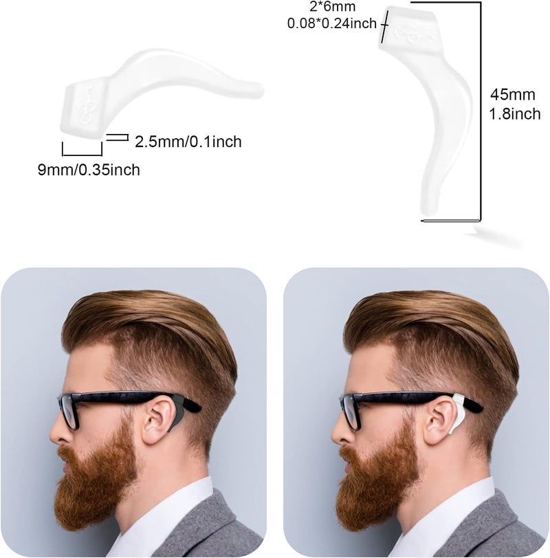 topstart Store 20 Pairs Eye Glasses Ear Grippers, Anti-Slip Glass Ear Hook Comfort Silicone Eyeglasses Ear Cushion for Behind the Ear for Glasses Sunglasses Reading Glasses Retainers for Kids Adults(Black +Clear) - Image 2